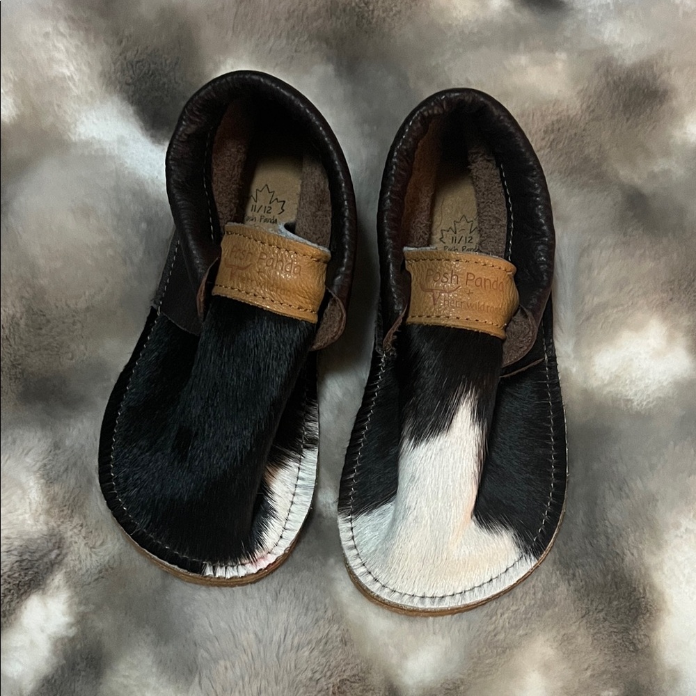 New Posh Panda cowhide toddler moccasins